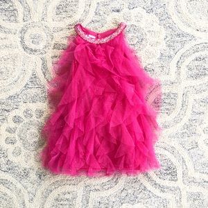 Girls 5T Hot Pink Sequin and Ruffle Dress
